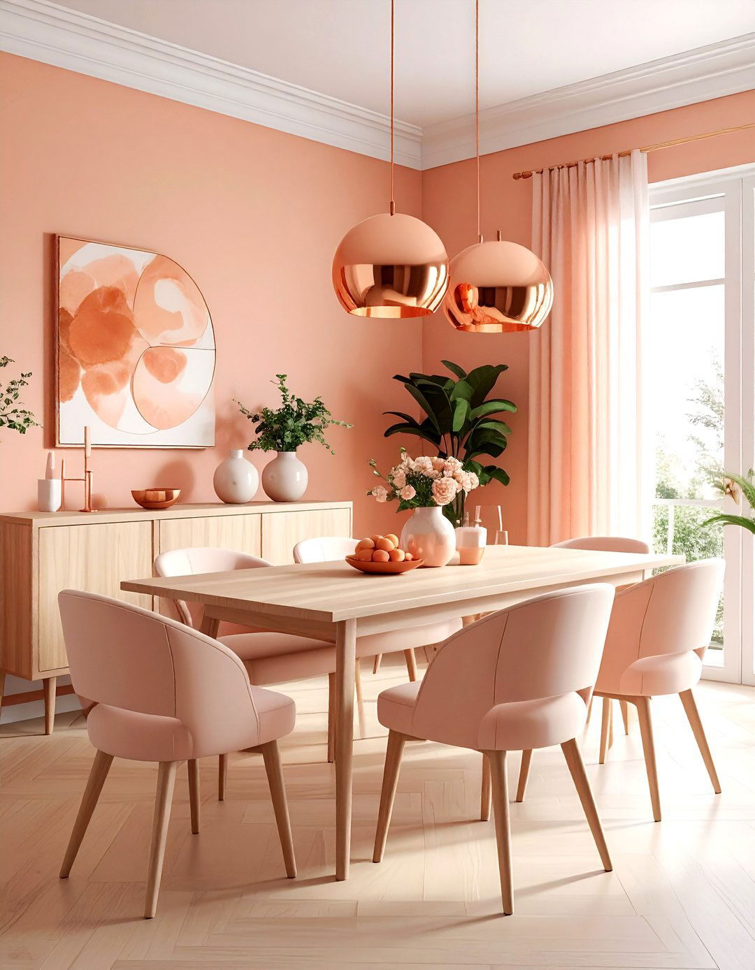 Peach Dining Room - 30 pastel dining room ideas