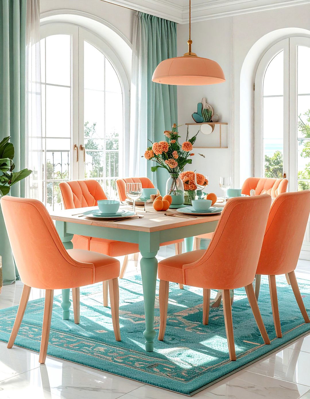 Peach Dining Set - 30 painted dining room furniture ideas