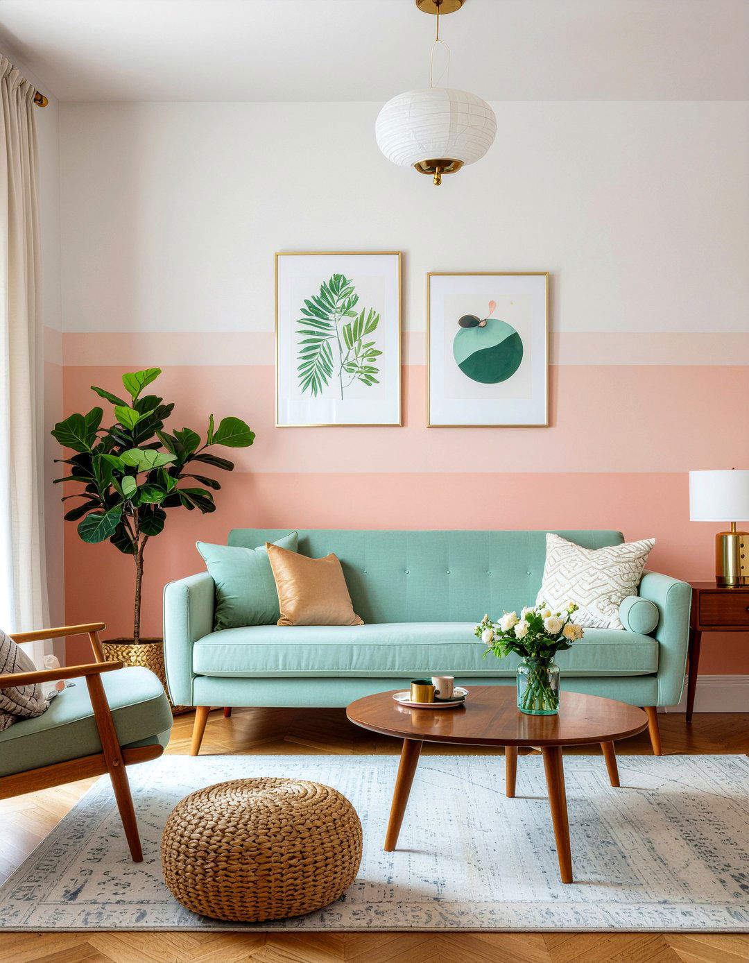 Peach Ombre Wall - 30 living room ombre wall ideas