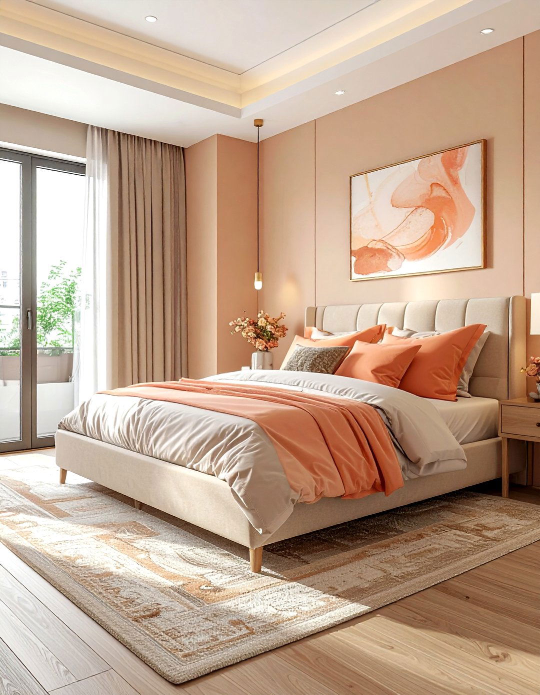 Peach and beige bedroom - 30 peach bedroom ideas