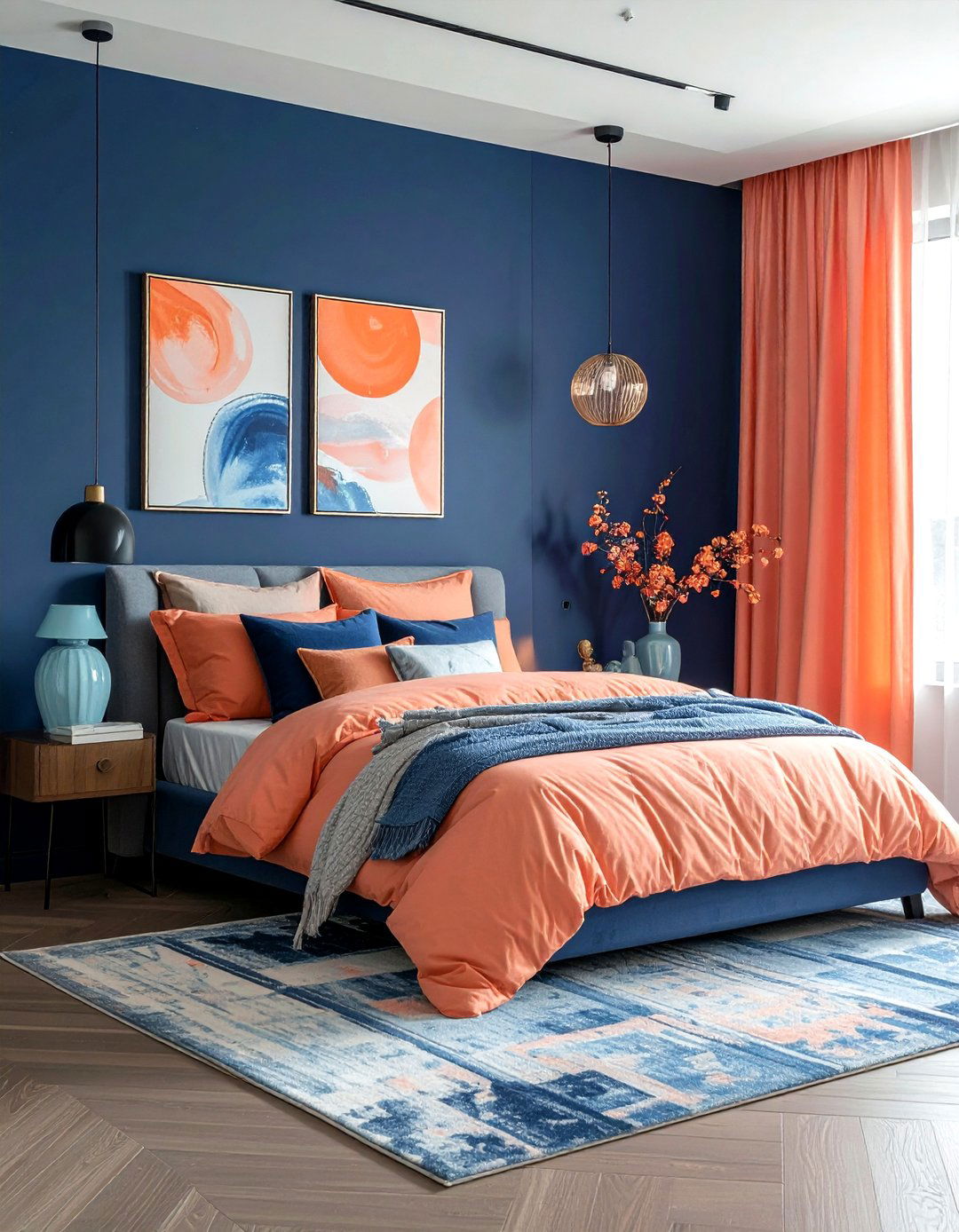 Peach and blue bedroom - 30 peach bedroom ideas