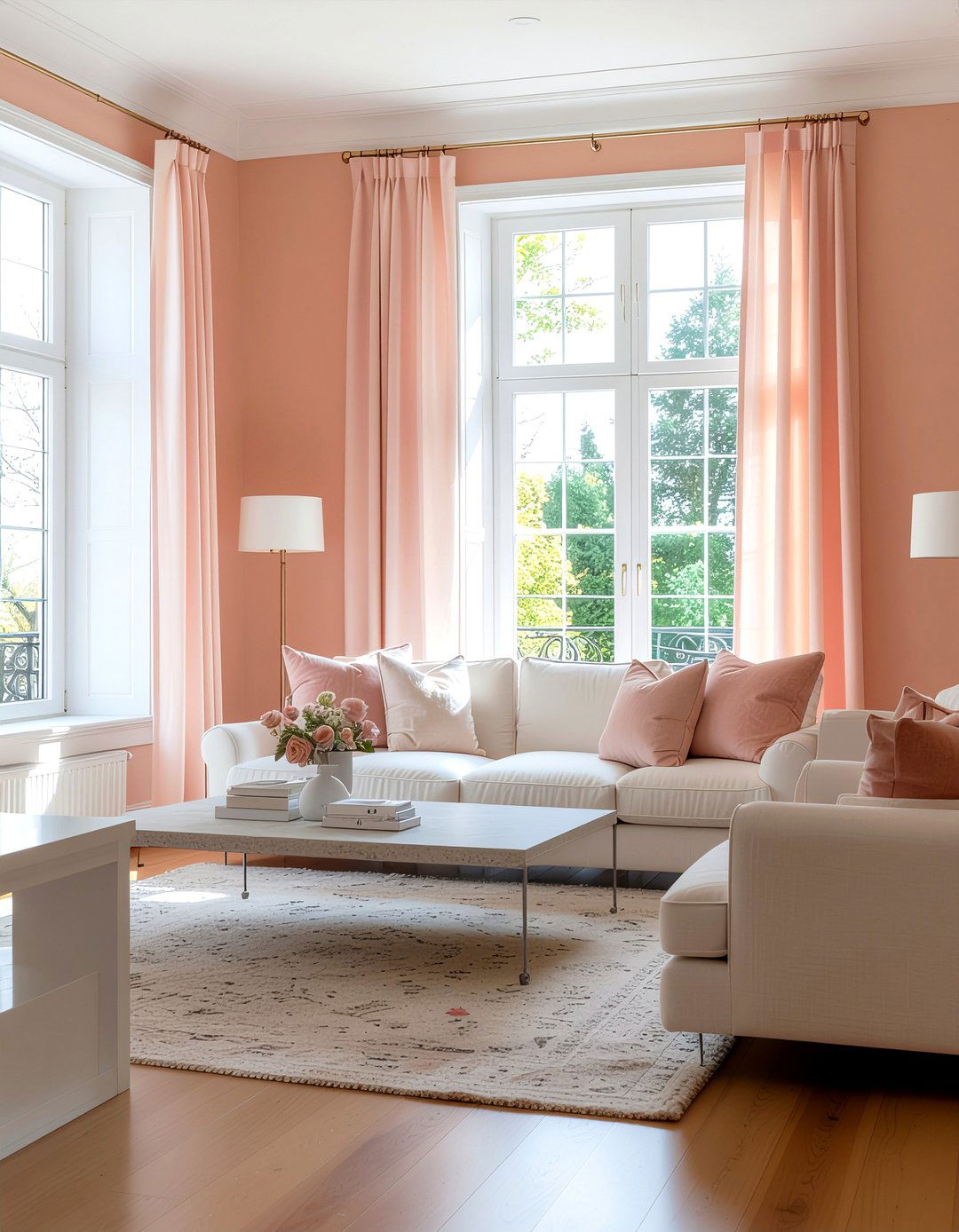 Peach and blush living room - 30 peach living room ideas