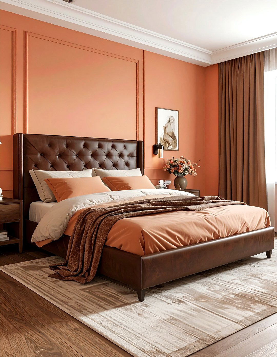 Peach and brown bedroom - 30 peach bedroom ideas