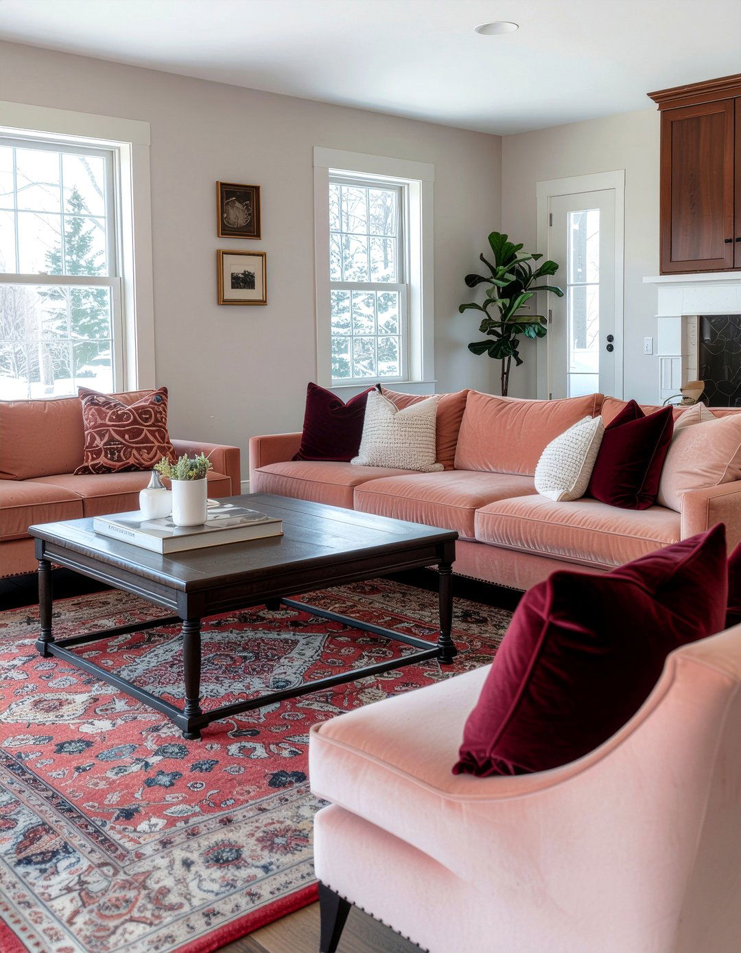 Peach and burgundy living room - 30 peach living room ideas