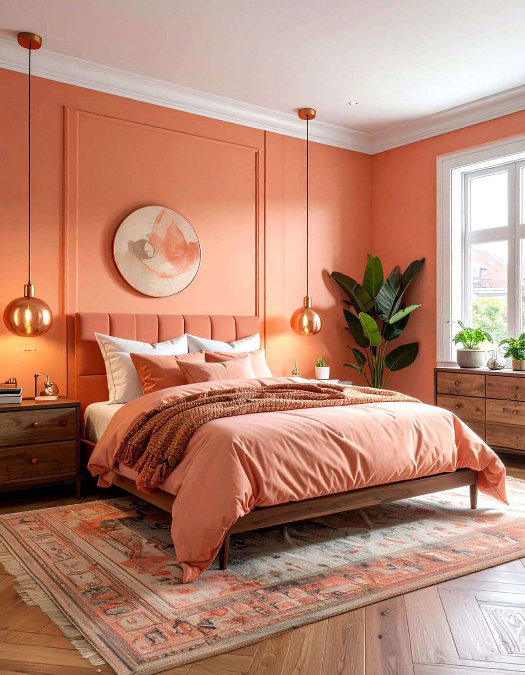 Peach and copper bedroom - 30 peach bedroom ideas