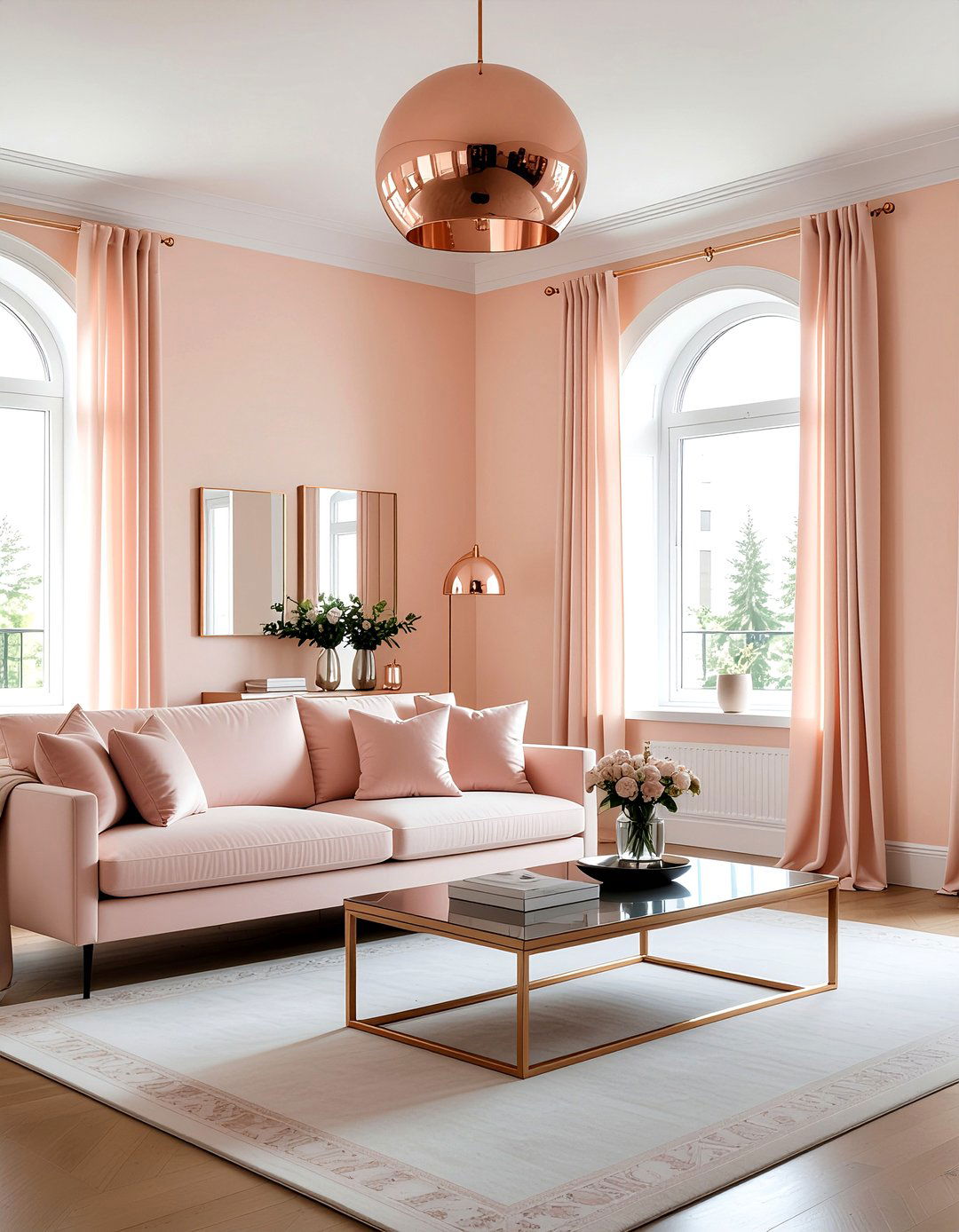 Peach and copper living room - 30 peach living room ideas