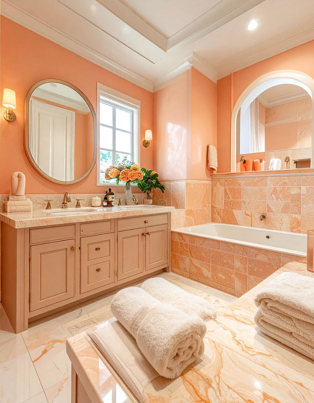 Peach and cream bathroom - 30 peach bathroom ideas
