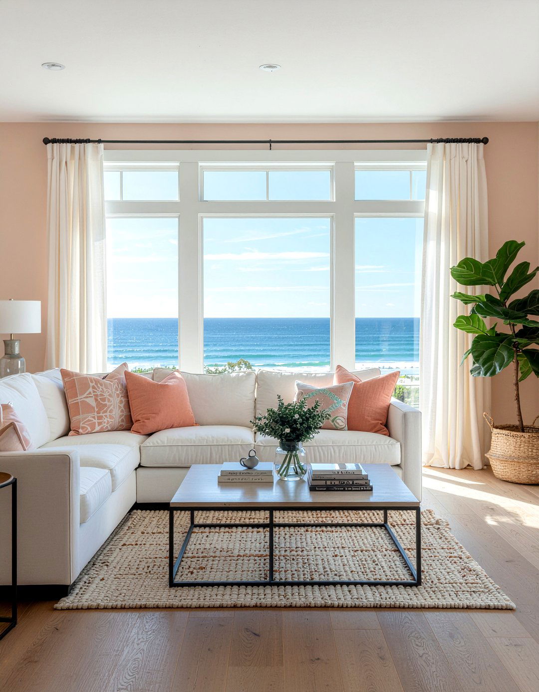 Peach and cream living room - 30 warm toned living room ideas