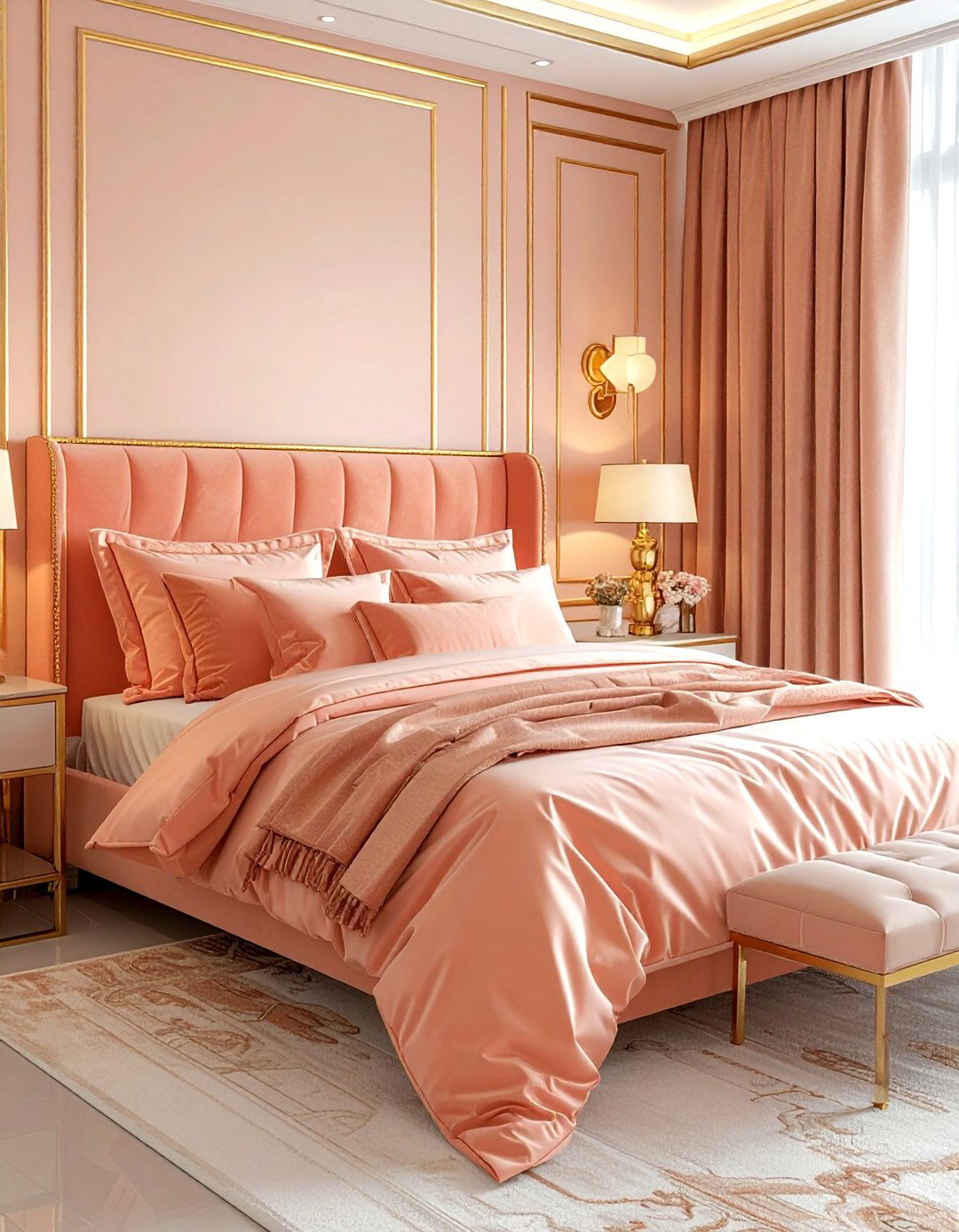 Peach and gold bedroom - 30 peach bedroom ideas