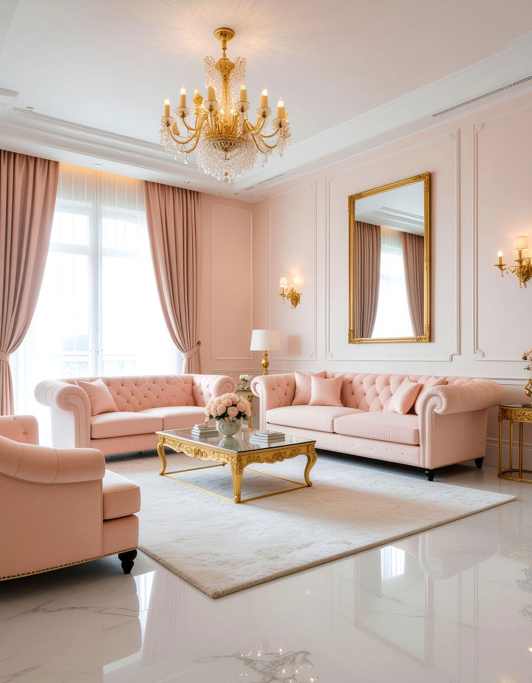 Peach and gold living room - 30 peach living room ideas