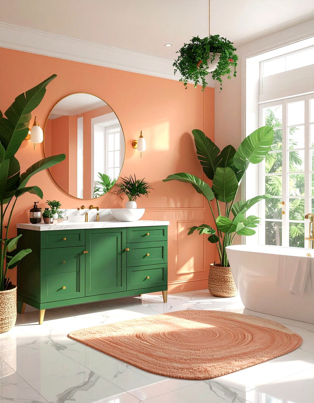 Peach and green bathroom - 30 peach bathroom ideas