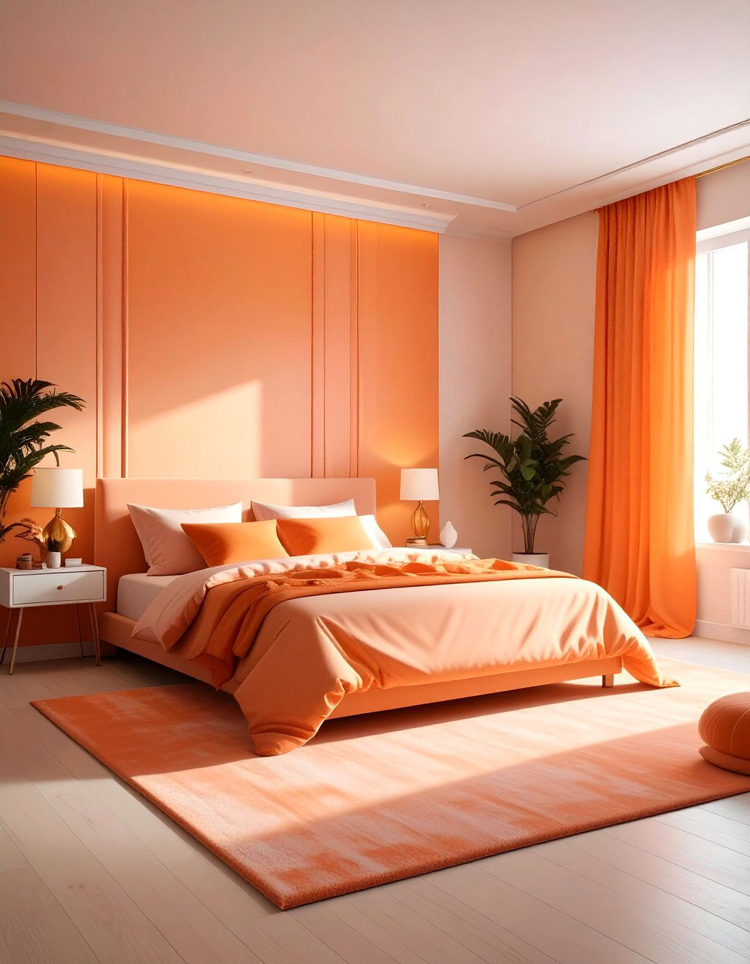 Peach and orange bedroom - 30 bright orange bedroom ideas