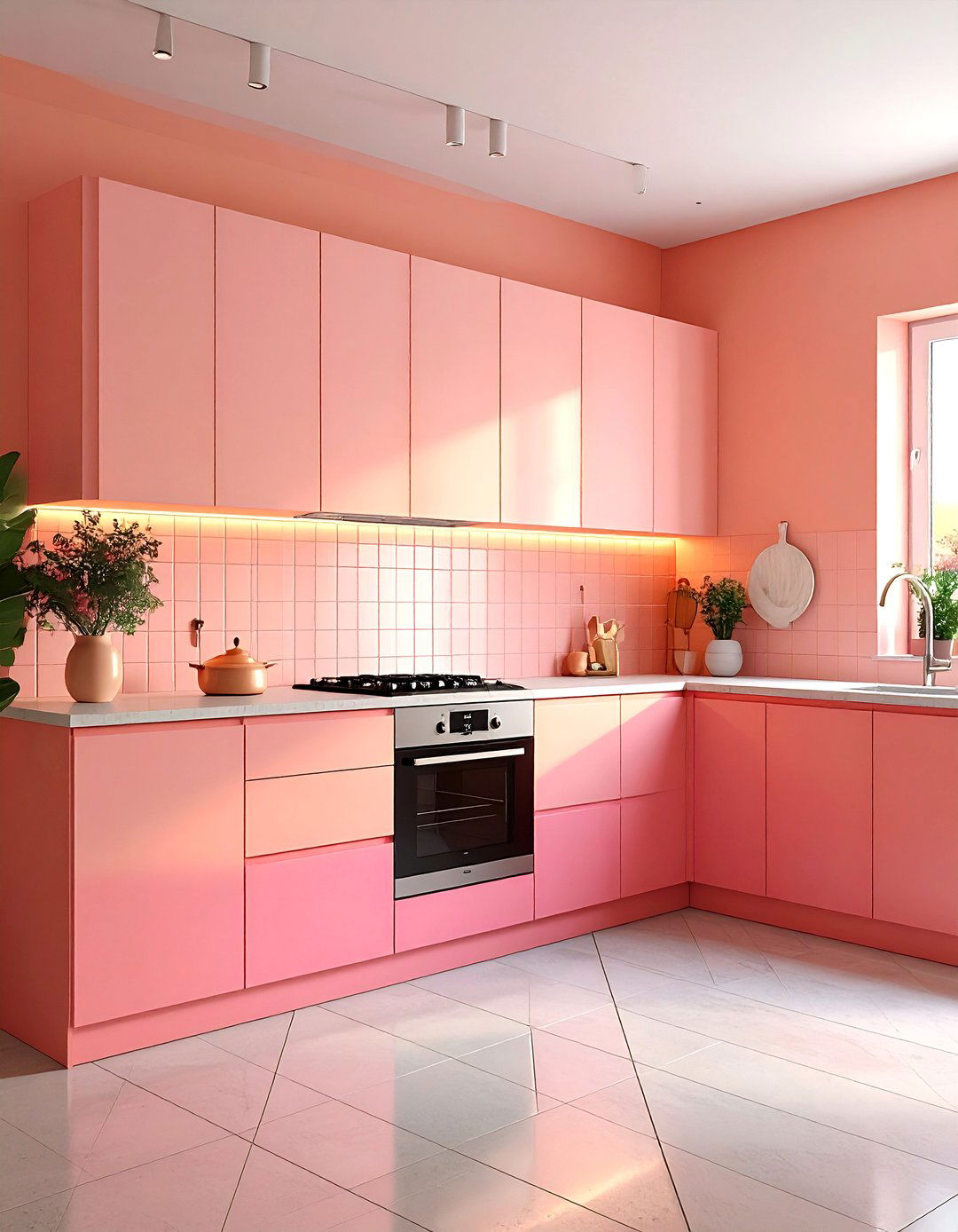 Peach and pink kitchen - 30 pink kitchen color schemes