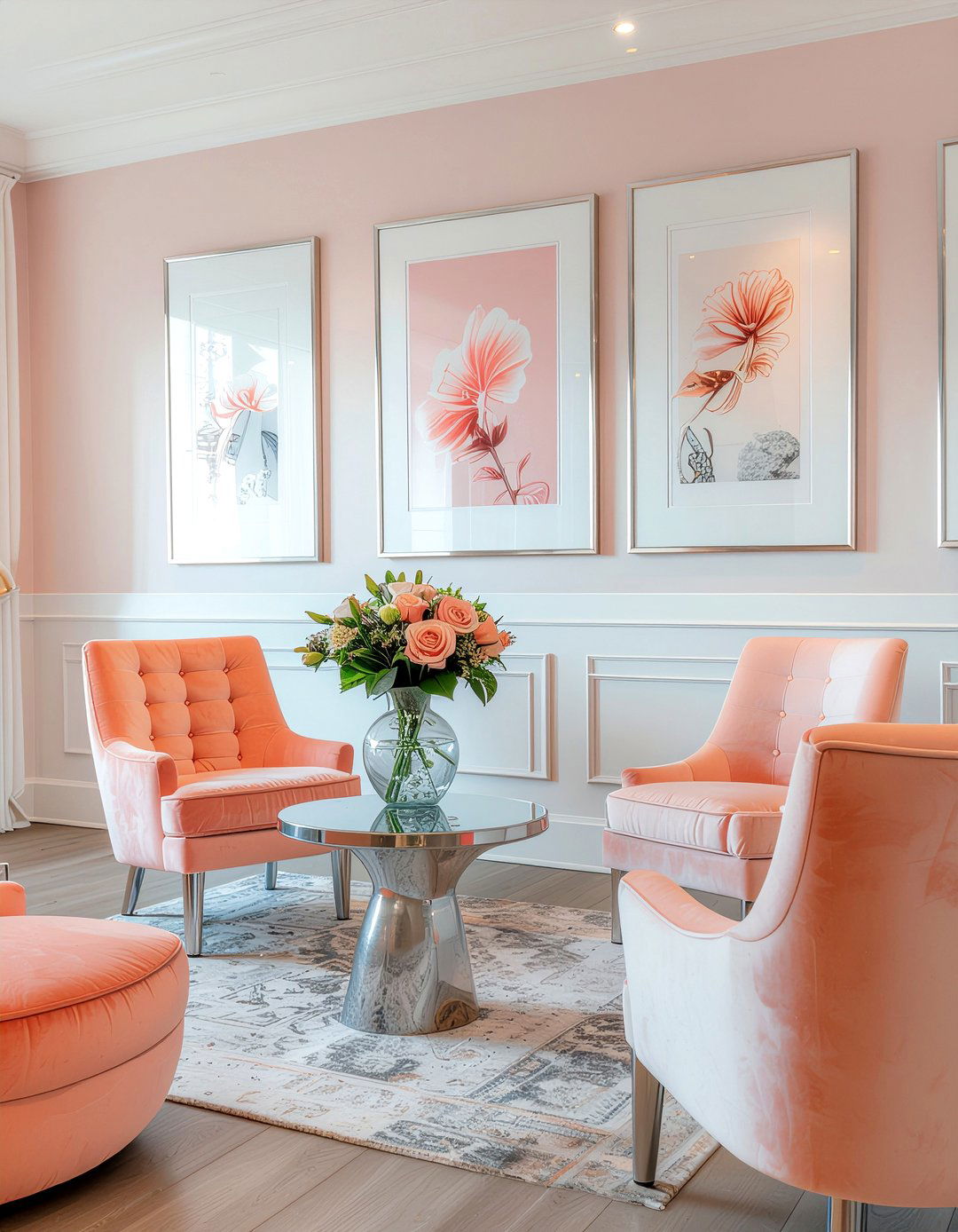 Peach and silver living room - 30 peach living room ideas