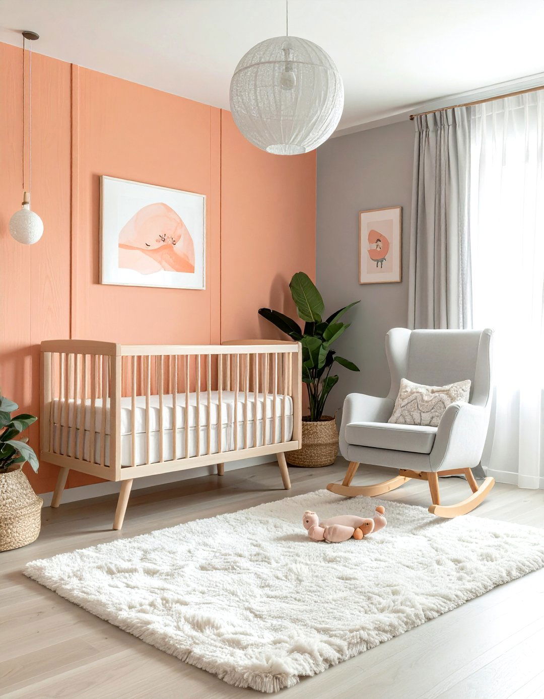 Peach and soft grey nursery - 30 warm color scheme ideas