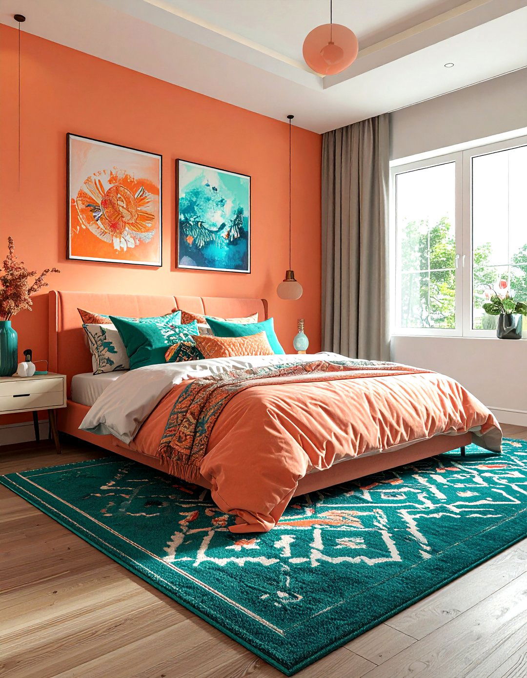 Peach and teal bedroom - 30 peach bedroom ideas