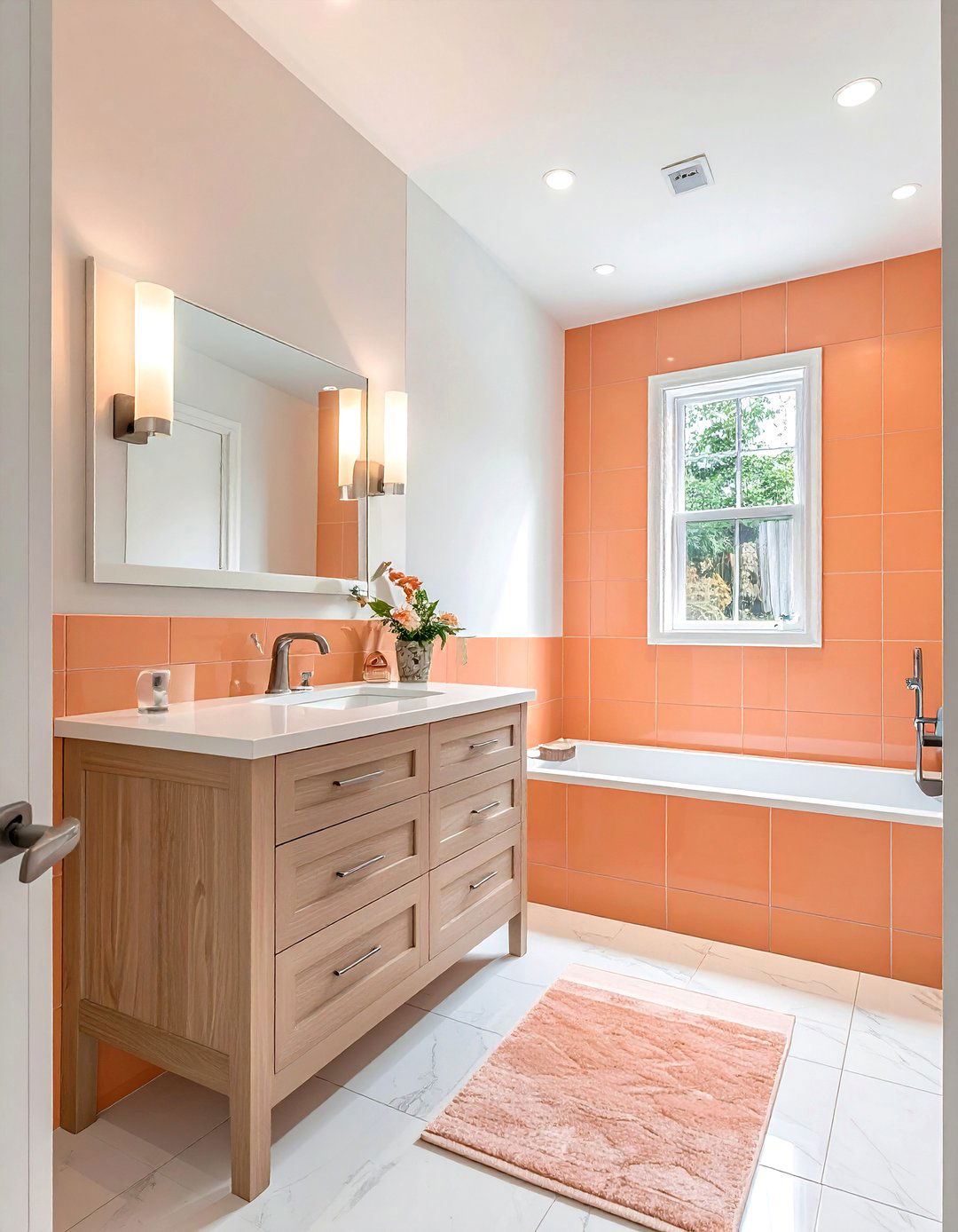 Peach and white bathroom - 30 two-tone bathroom ideas