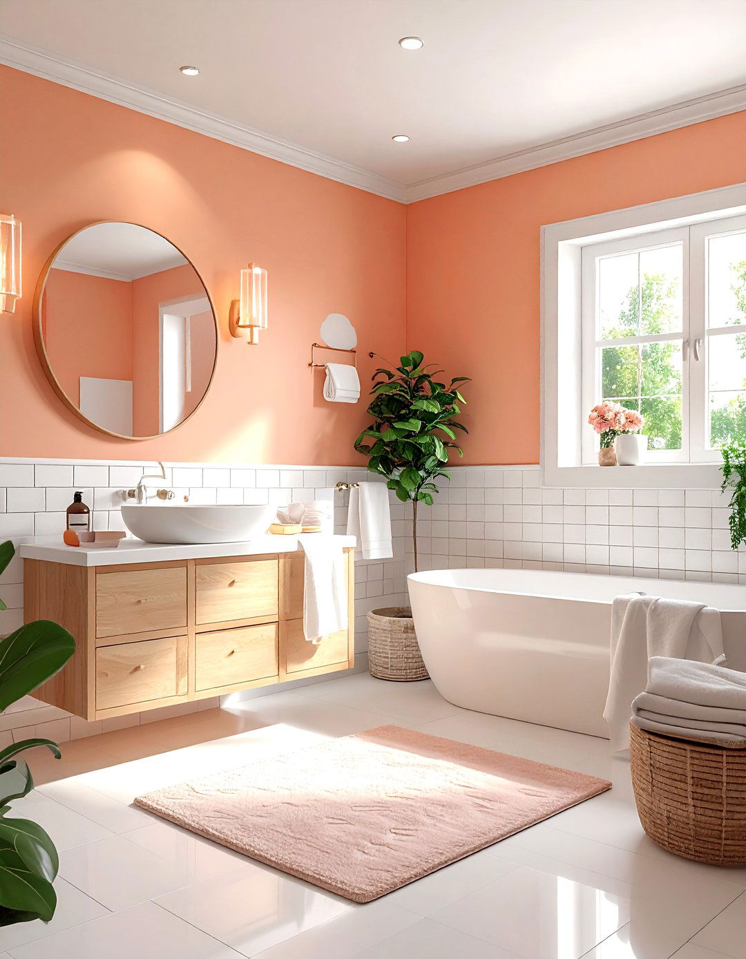 Peach and white bathroom - 30 peach bathroom ideas