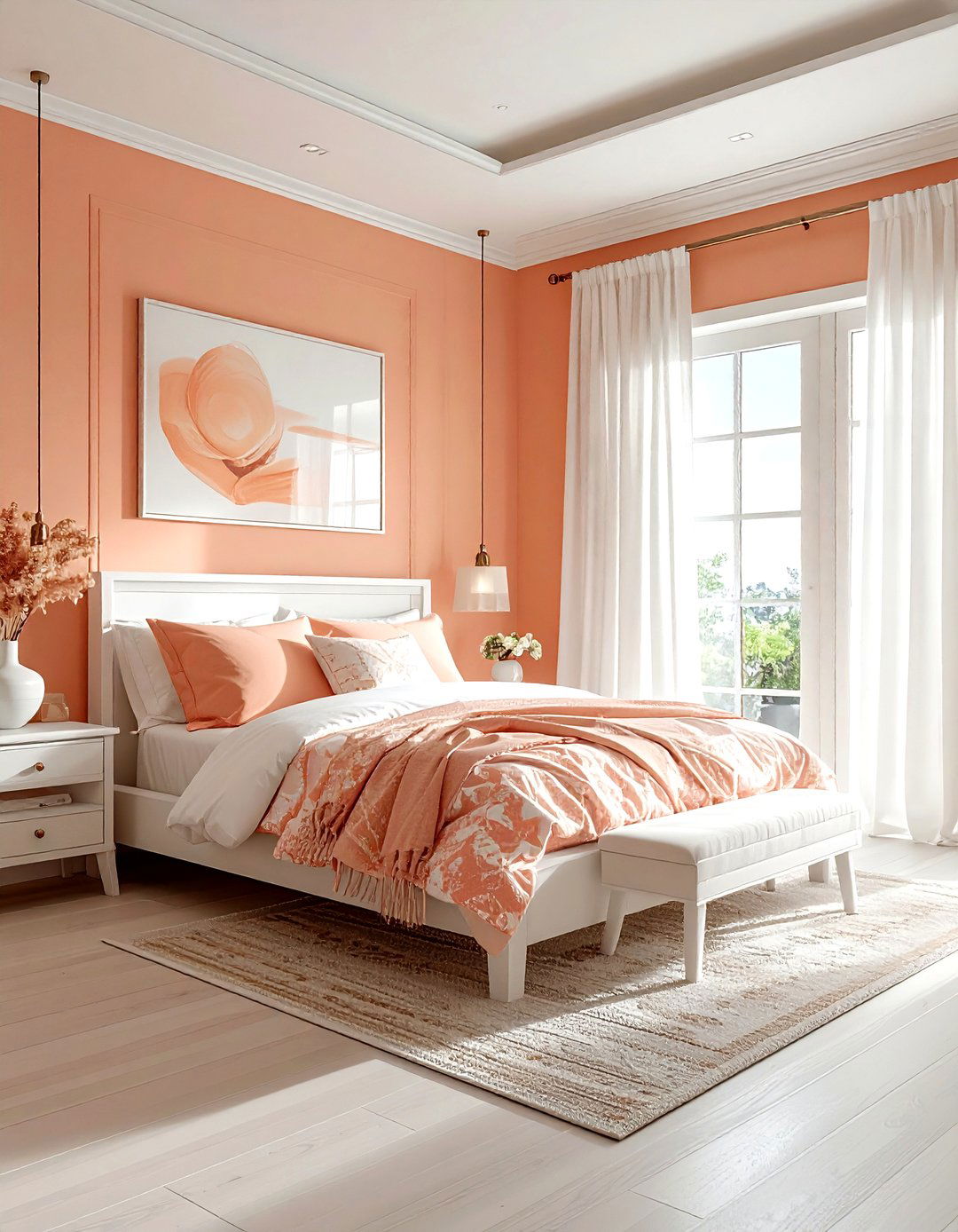 Peach and white bedroom - 30 peach bedroom ideas