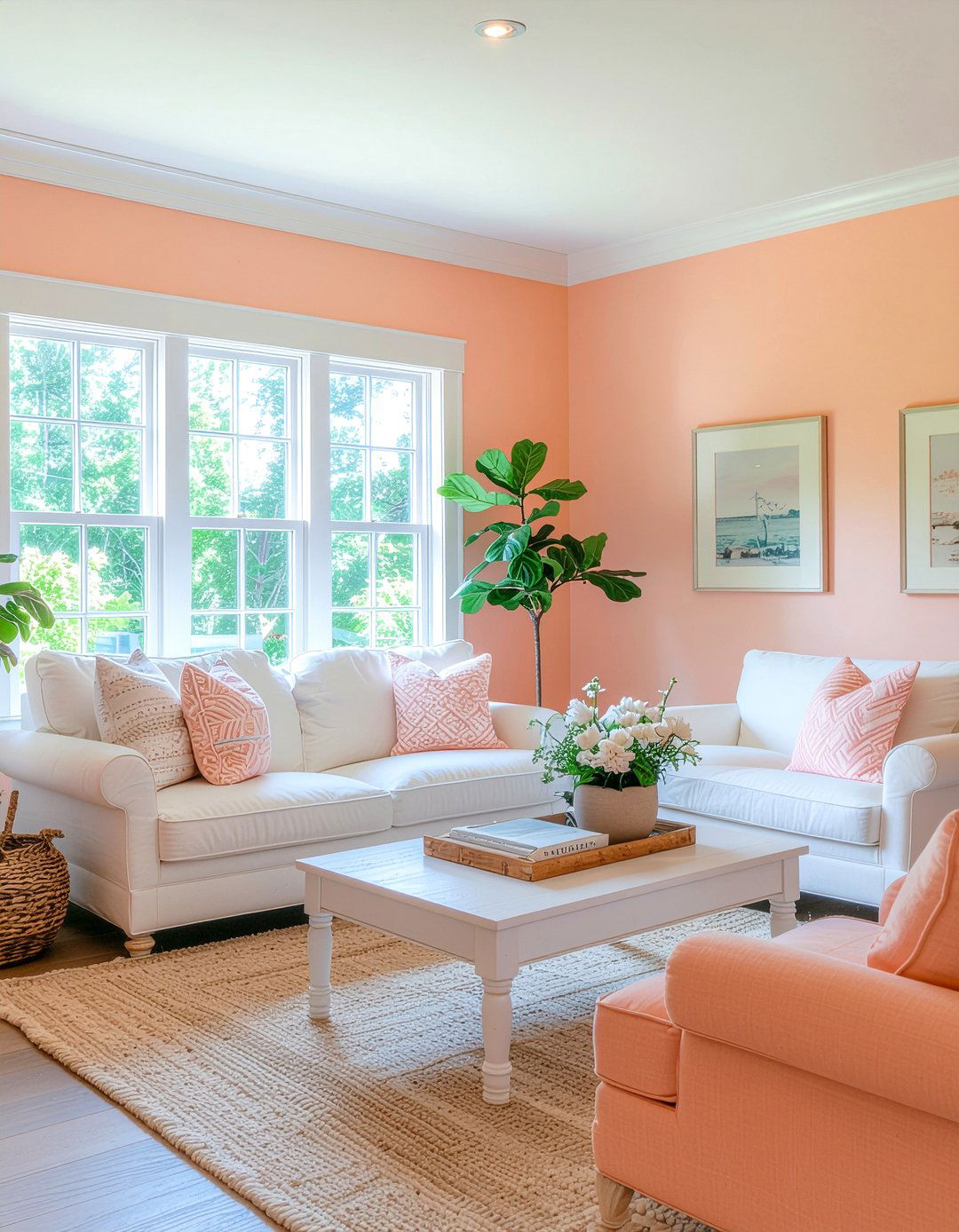 Peach and white living room - 30 peach living room ideas