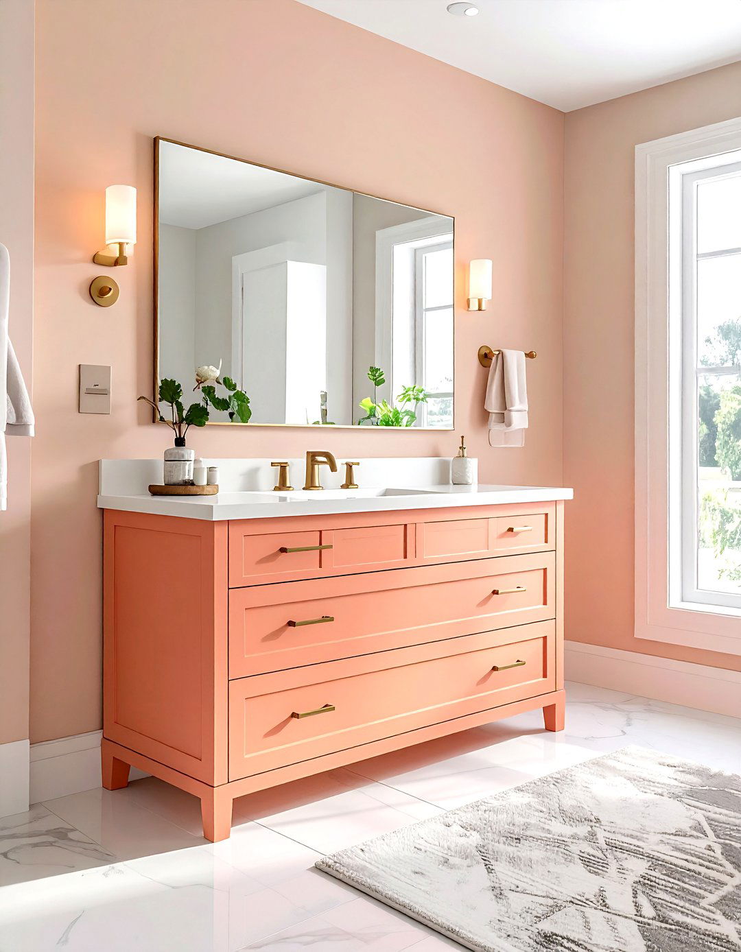 Peach bathroom vanity - 30 peach bathroom ideas
