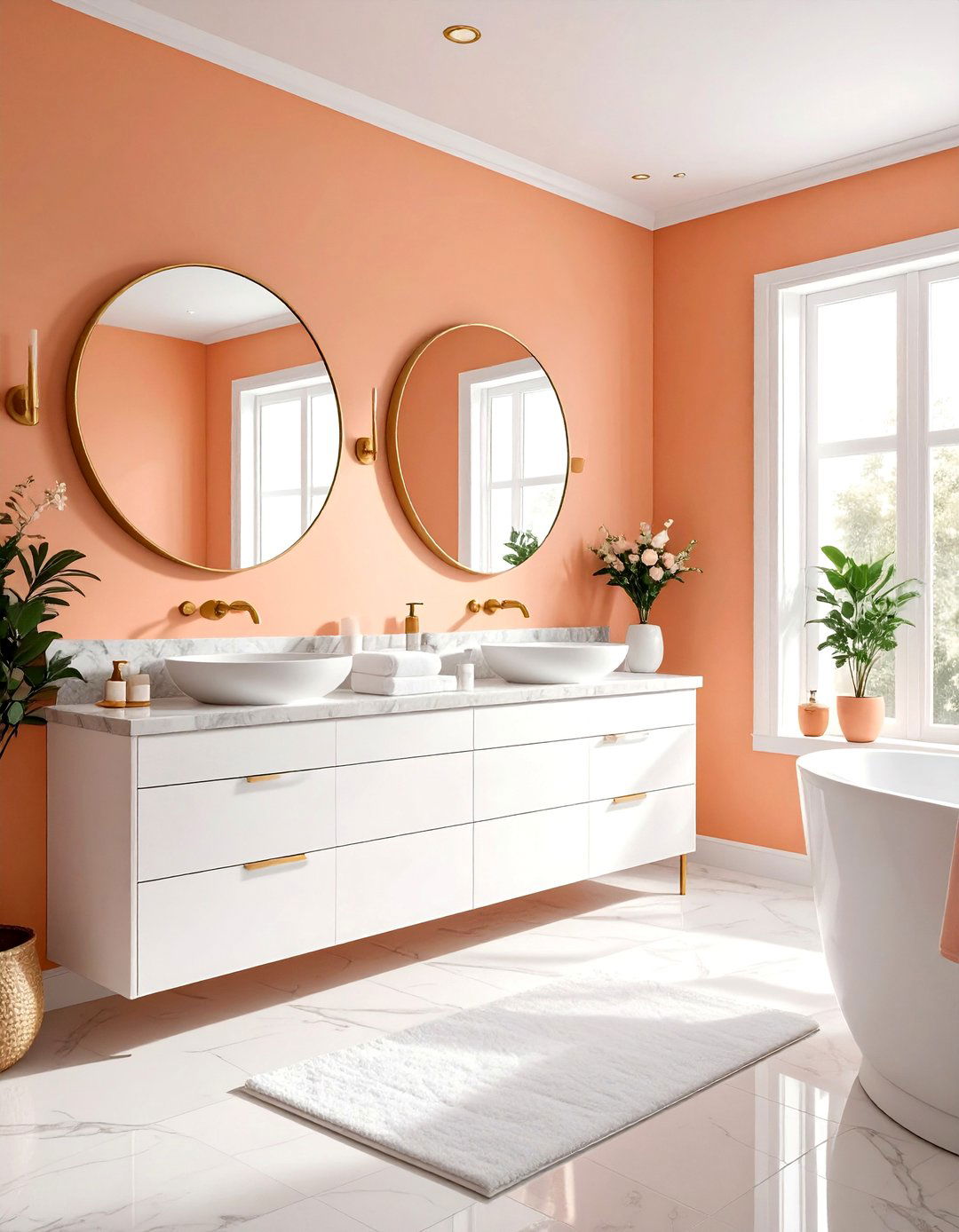 Peach bathroom wall paint - 30 orange bathroom decor ideas