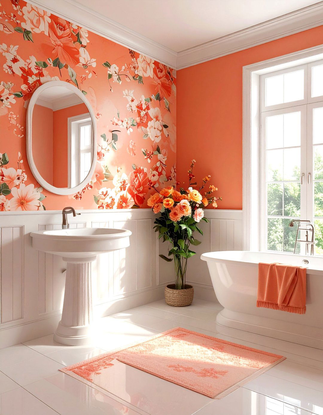 Peach bathroom wallpaper - 30 peach bathroom ideas