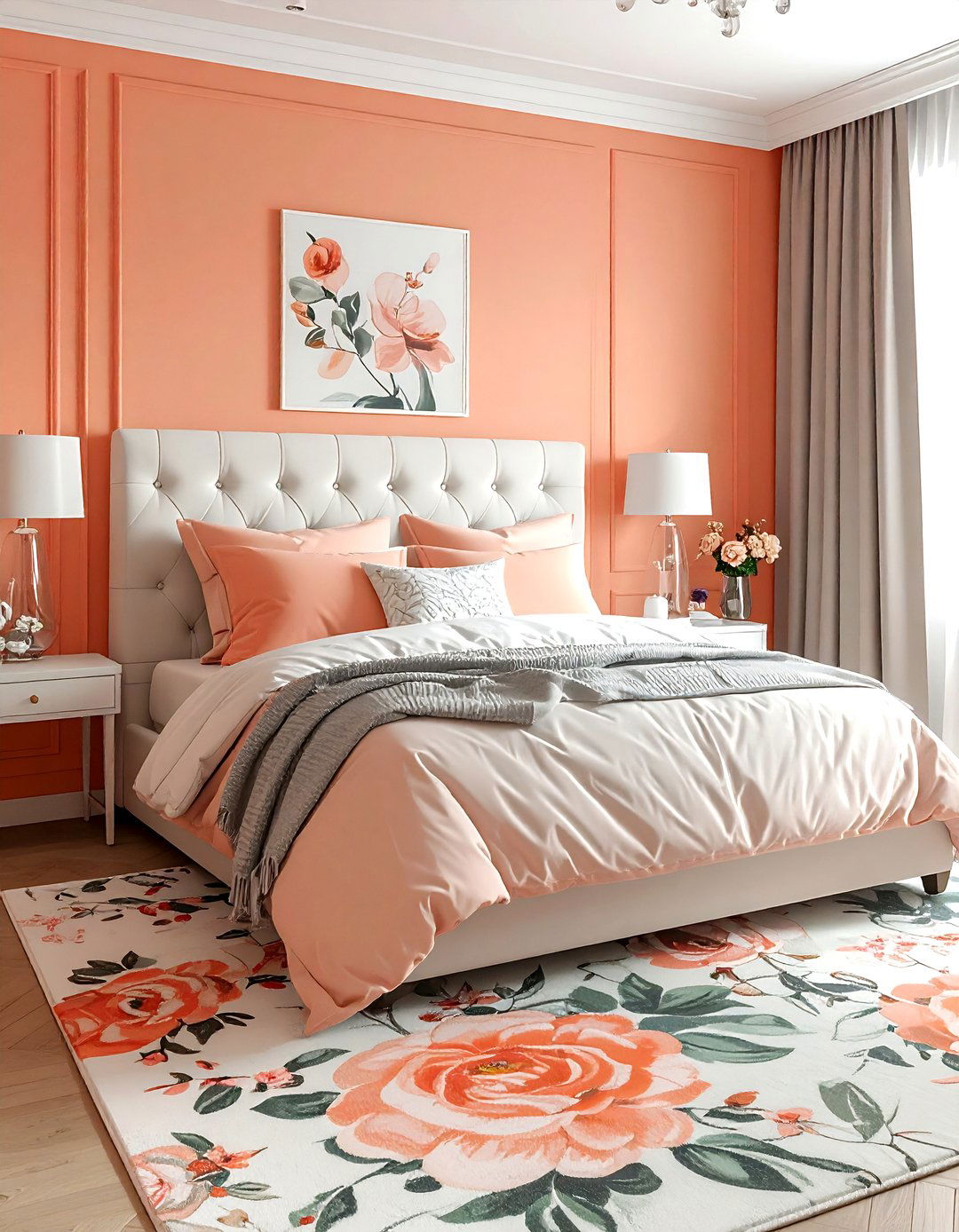 Peach bedroom decor - 30 orange bedroom ideas