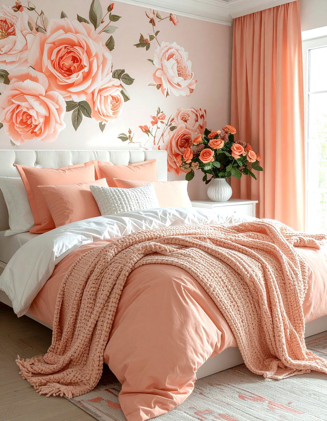 Peach floral bedroom - 30 peach bedroom ideas