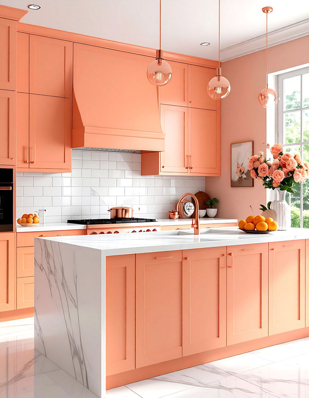 Peach kitchen decor - 30 orange kitchen decor ideas