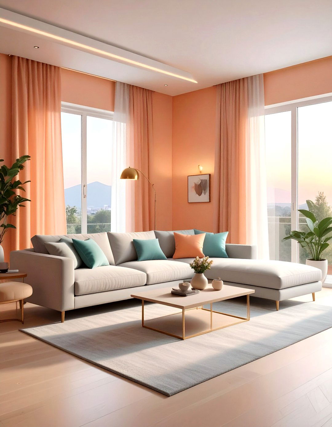 Peach living room - 30 living room paint ideas