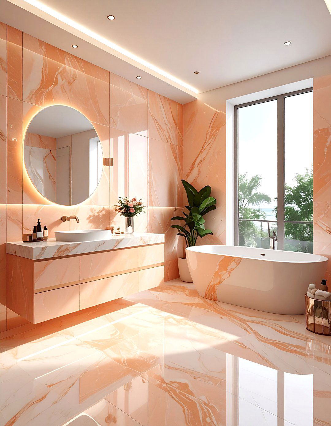 Peach marble bathroom - 30 peach bathroom ideas