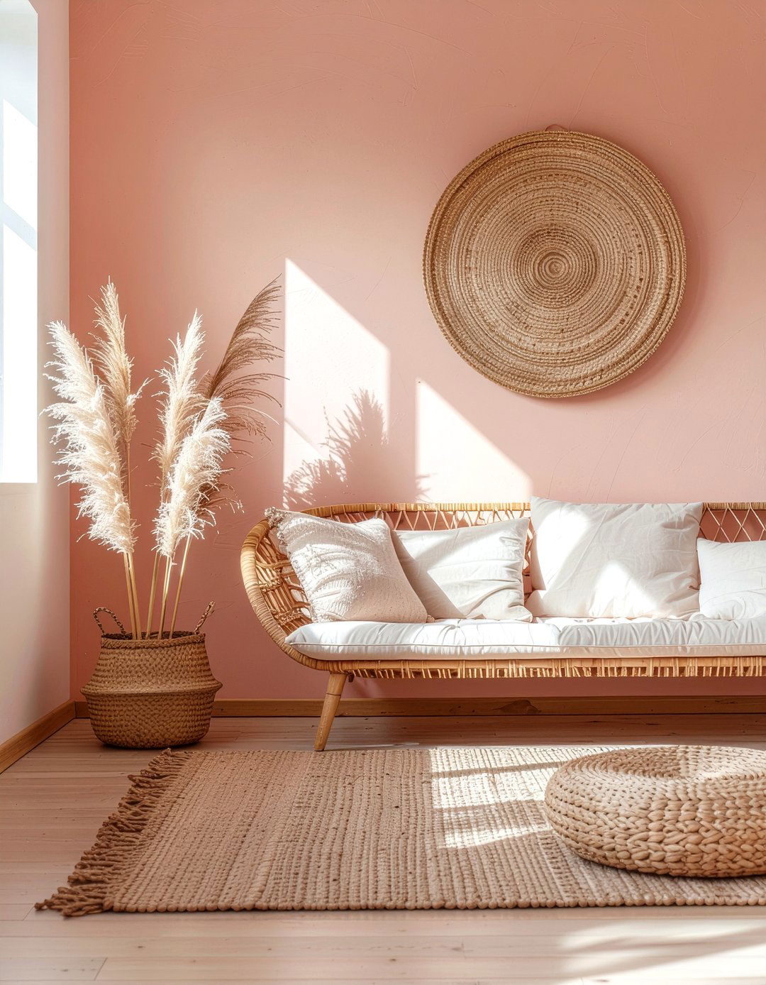 Peach pink living room - 30 living room pink walls