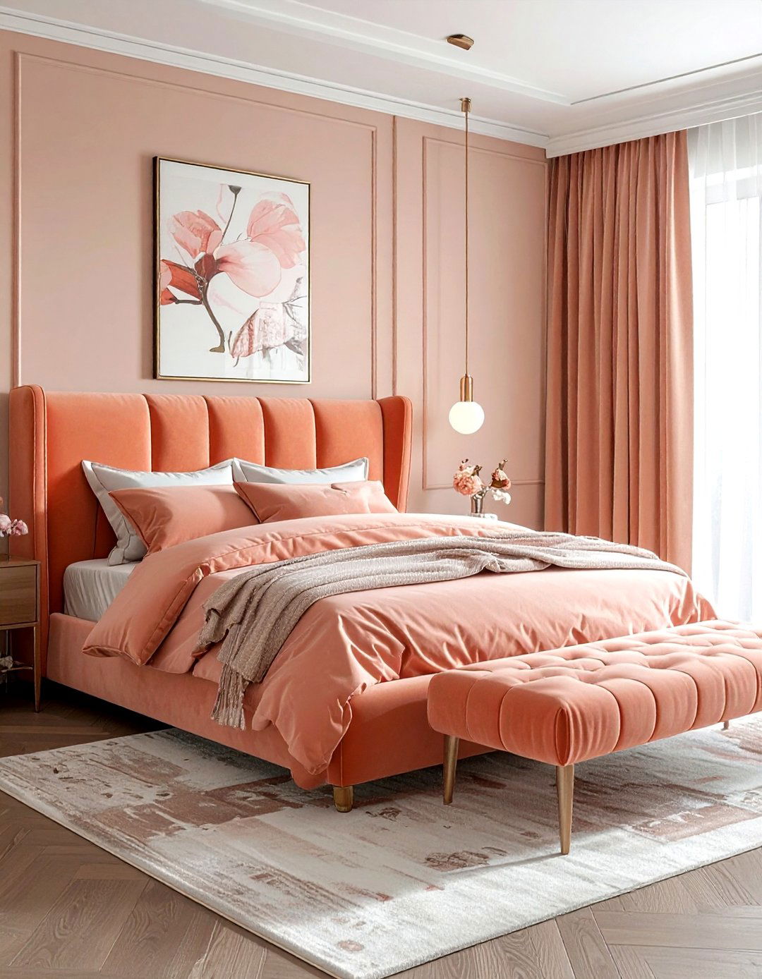 Peach velvet bedroom - 30 peach bedroom ideas