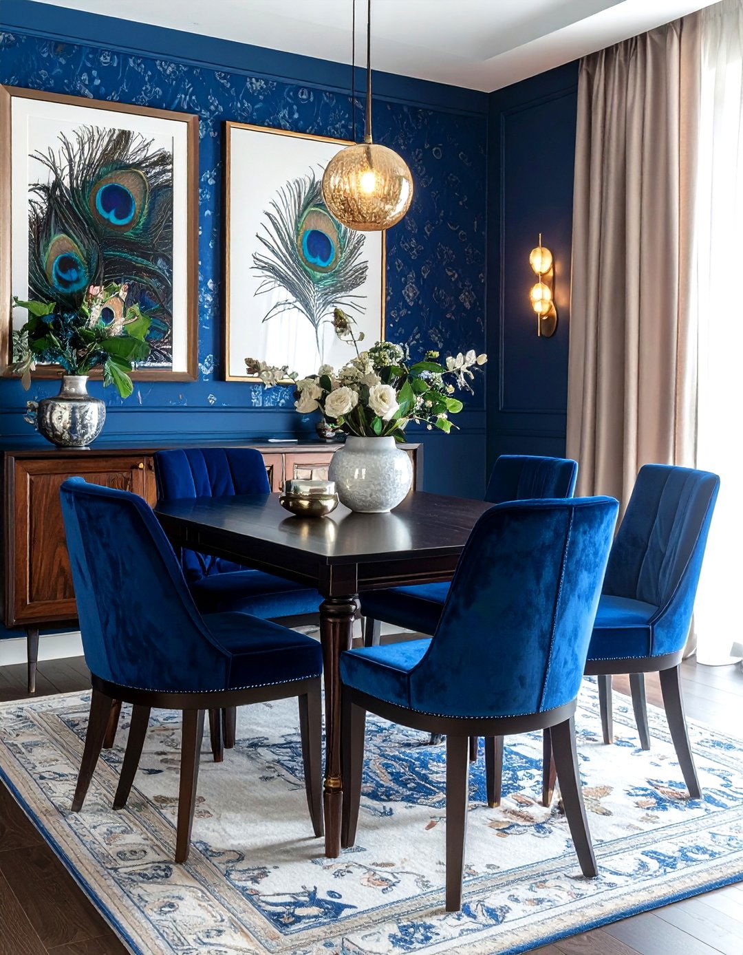 Peacock Blue Dining Room - 30 blue dining room design ideas