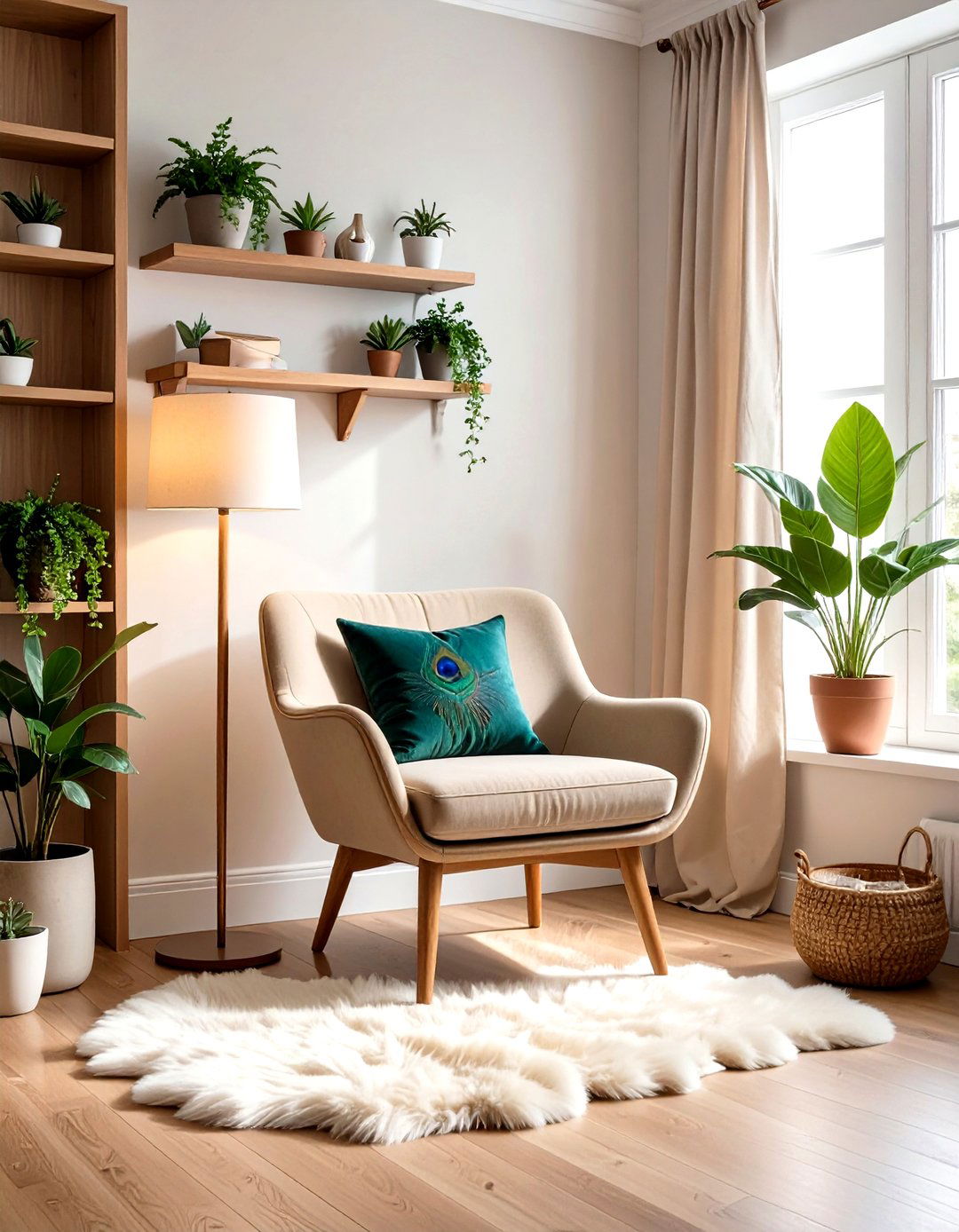 Peacock chair corner nook - 30 living room peacock chair ideas