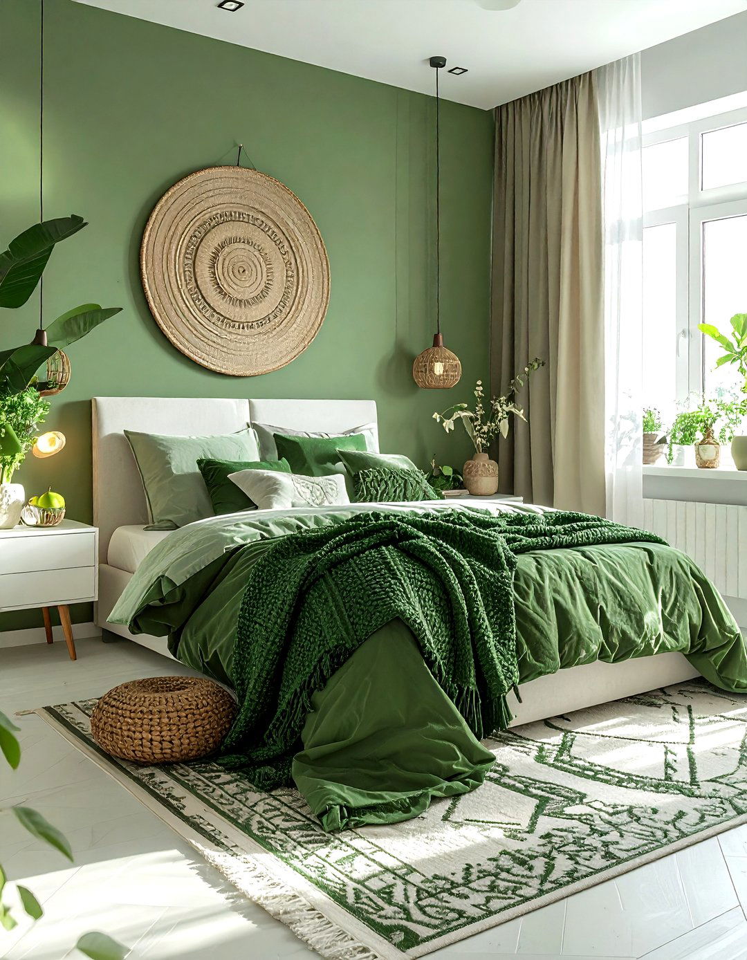 Pear green modern boho - 30 bohemian green bedroom ideas