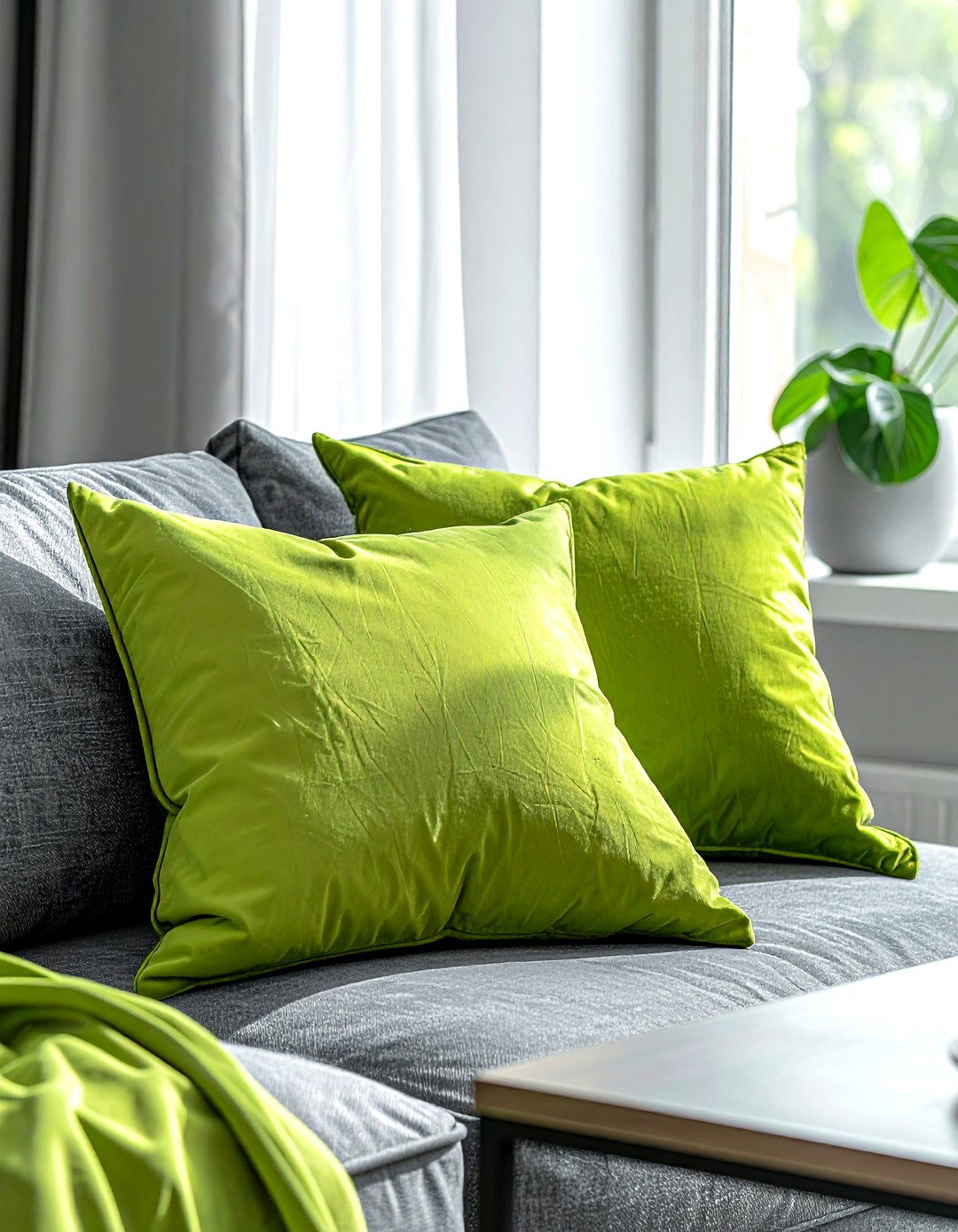 Pear green throw pillows - 30 green decor ideas