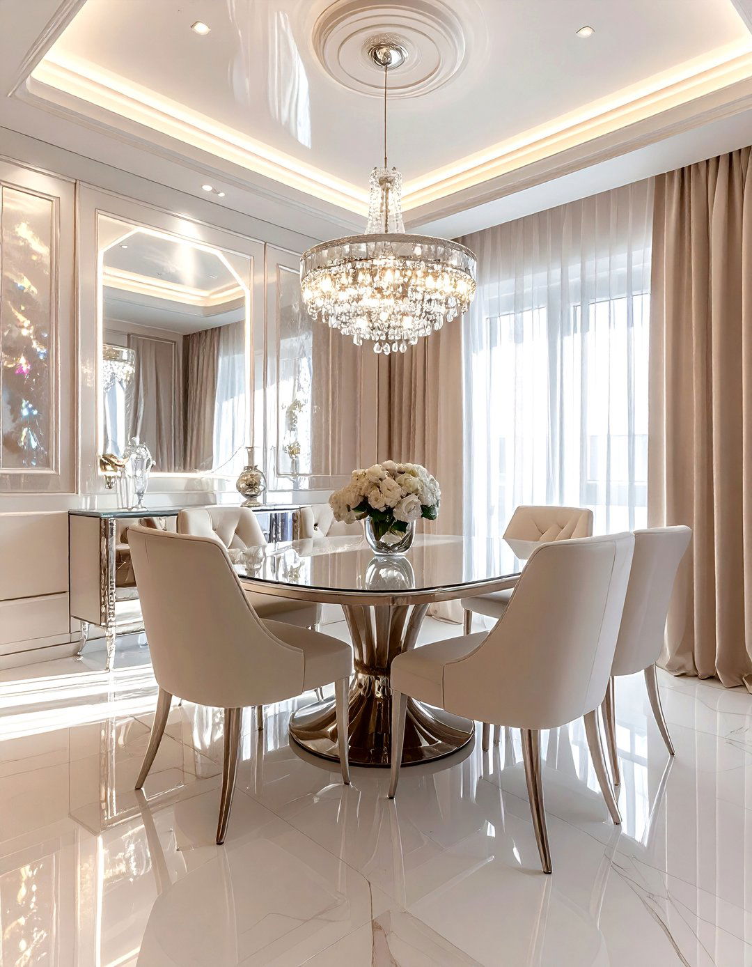 Pearl Finish Wallpaper - 30 subtle wallpaper dining room ideas