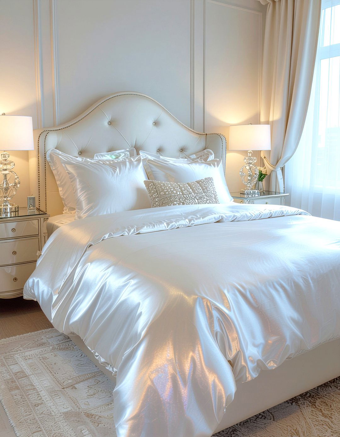 Pearl White Silk Duvet - 30 bedroom silk bedding ideas