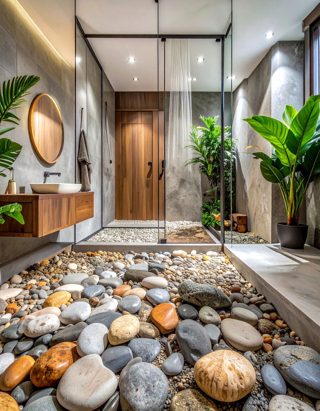 Pebble Floor - 30 dreamy bathroom ideas