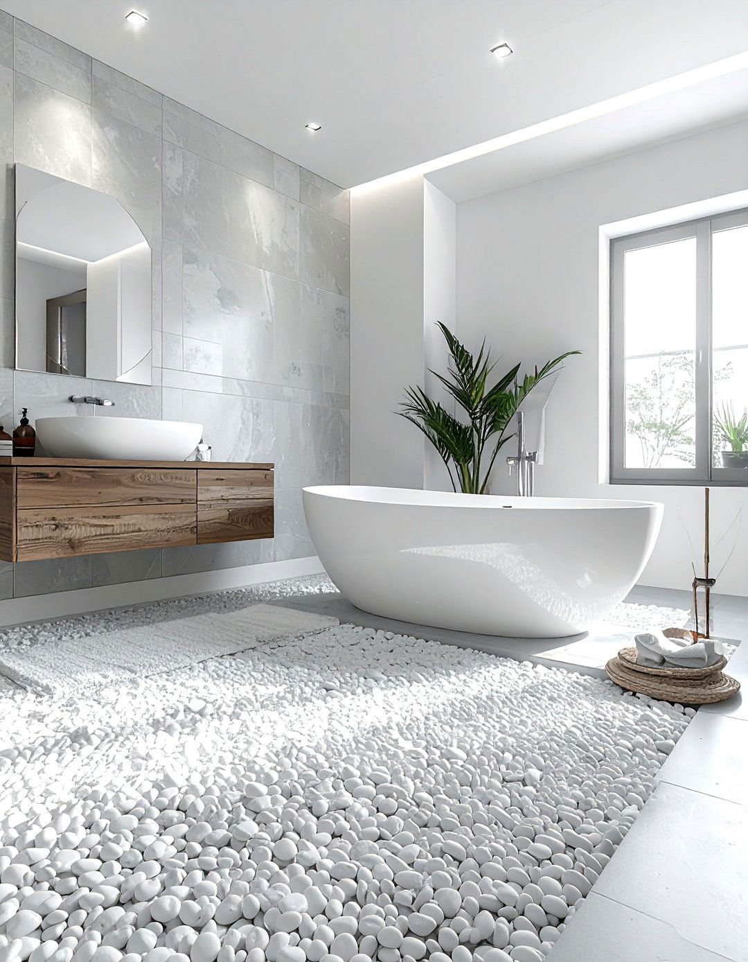 Pebble Floor Bathroom - 30 natural stone bathroom ideas