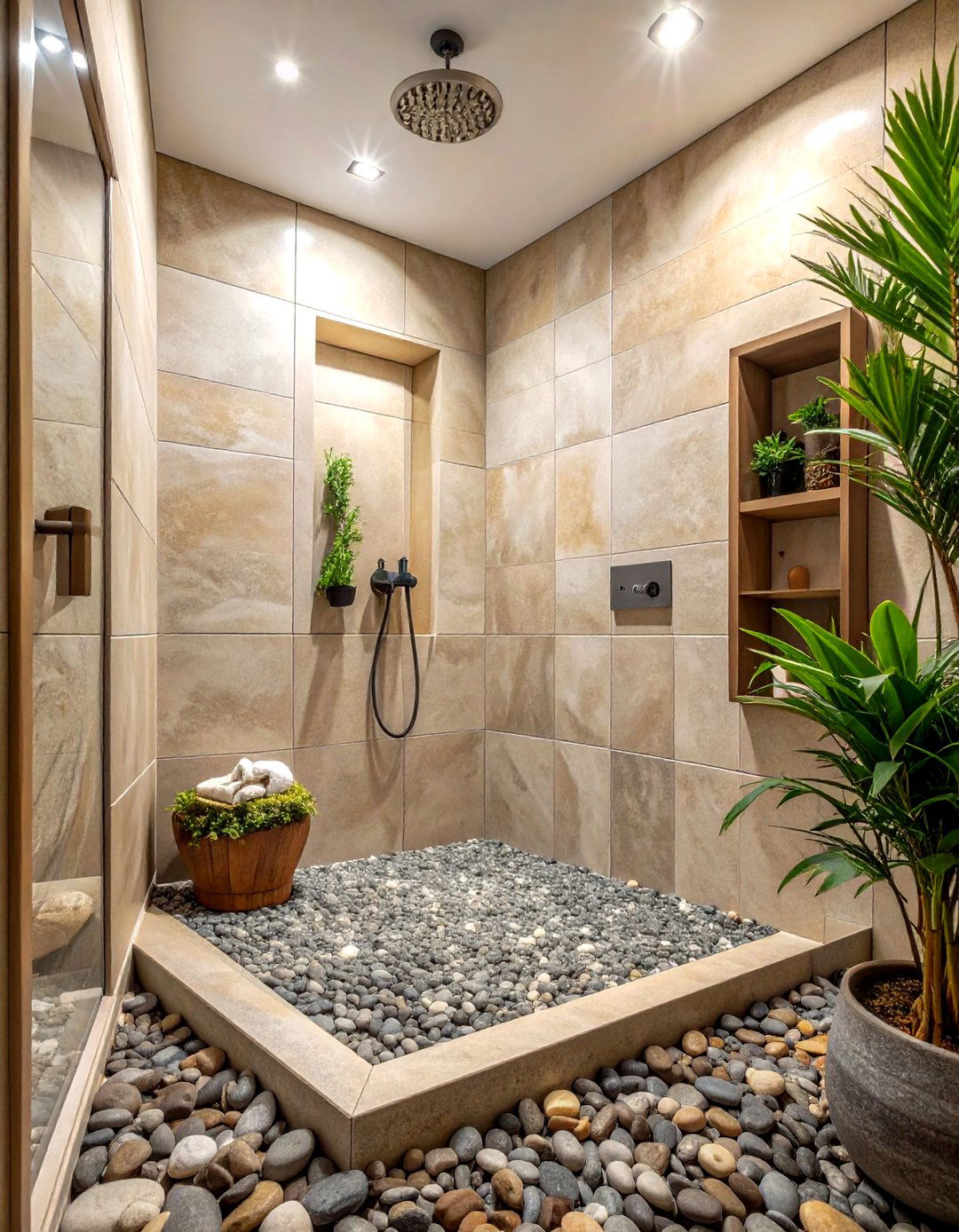 Pebble Floor Shower - 30 one-of-a-kind bathroom ideas