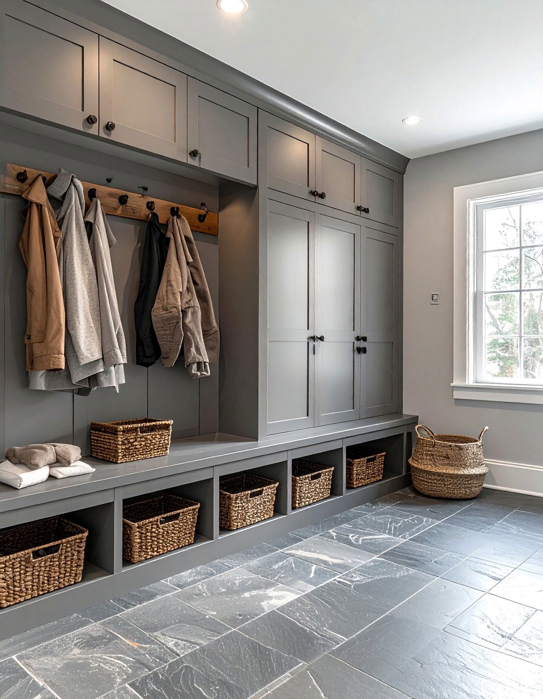 Pebble Gray Mudroom - 30 neutral color scheme ideas