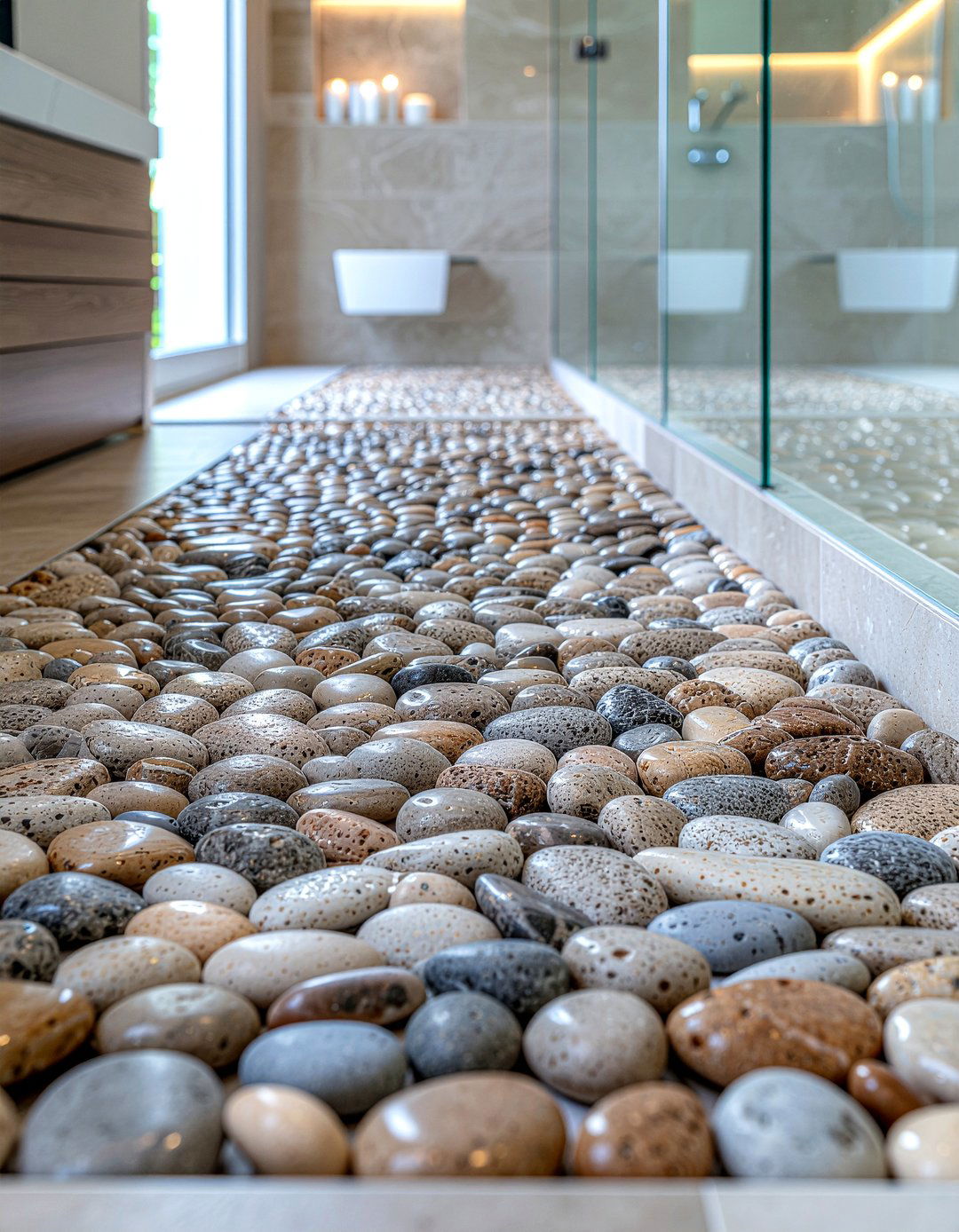 Pebble Shower Floor - 30 bathroom dramatic change ideas