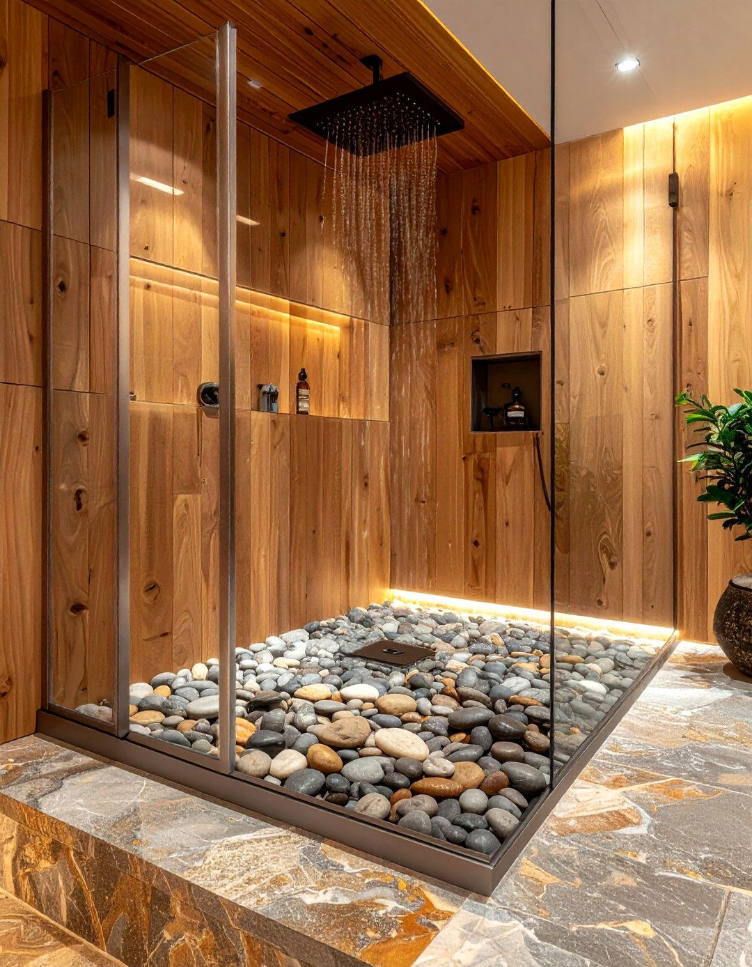 Pebble Shower Floor - 30 bathroom warmth ideas