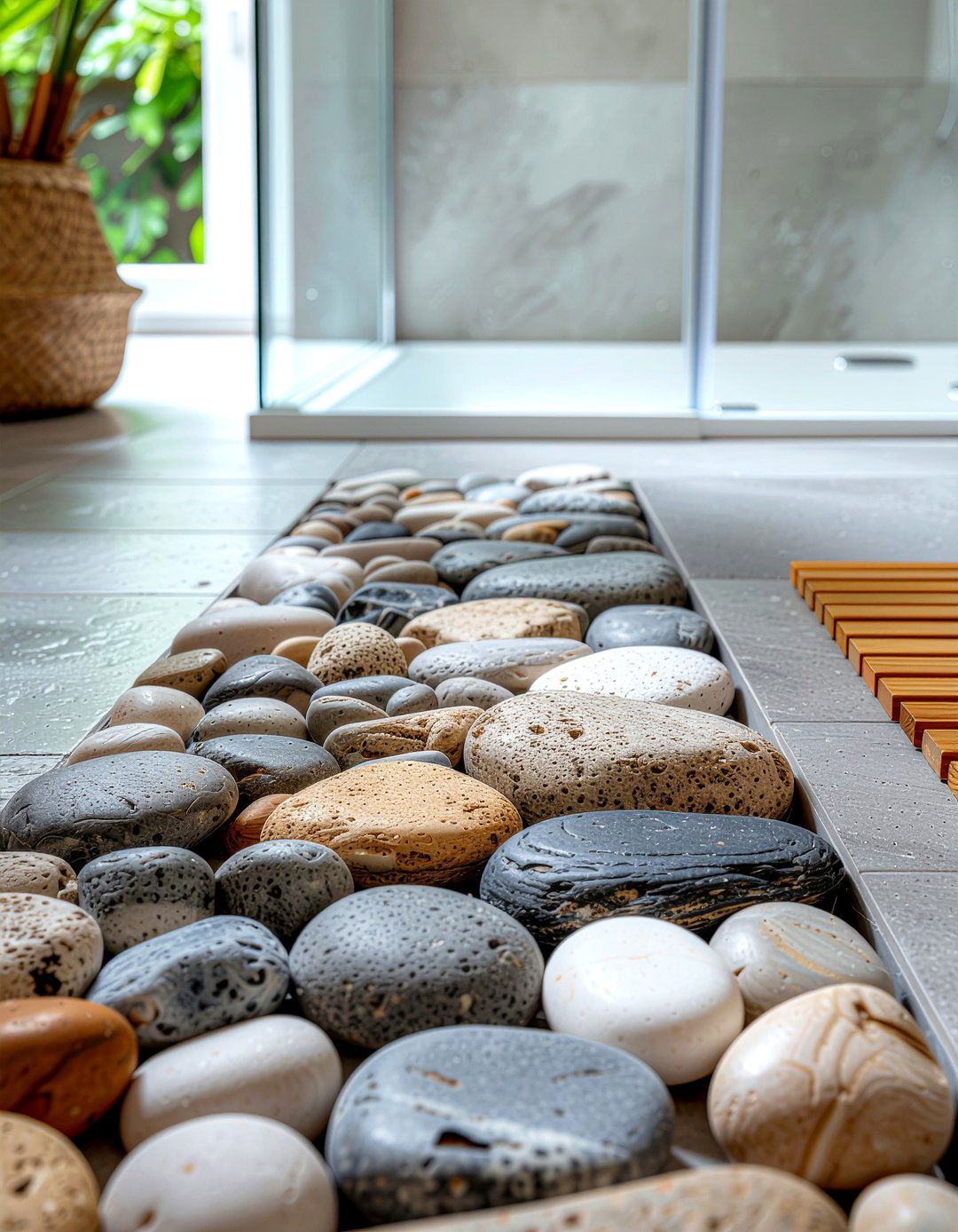 Pebble Shower Floor - 30 bathroom emerging trend ideas