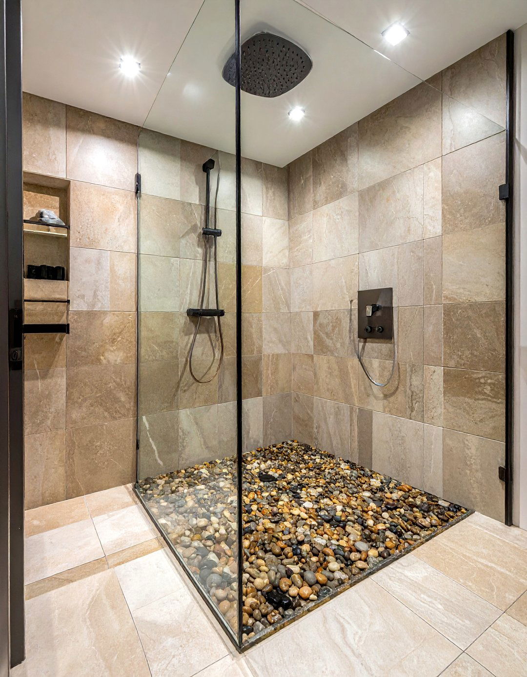 Pebble Shower Floor - 30 earthy bathroom ideas
