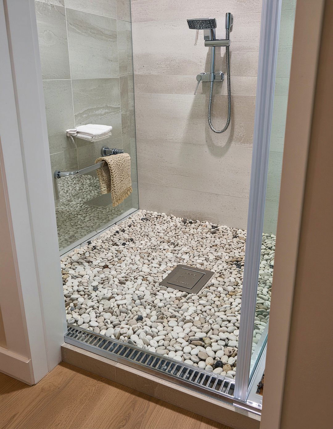 Pebble Shower Floor - 30 new construction bathroom ideas