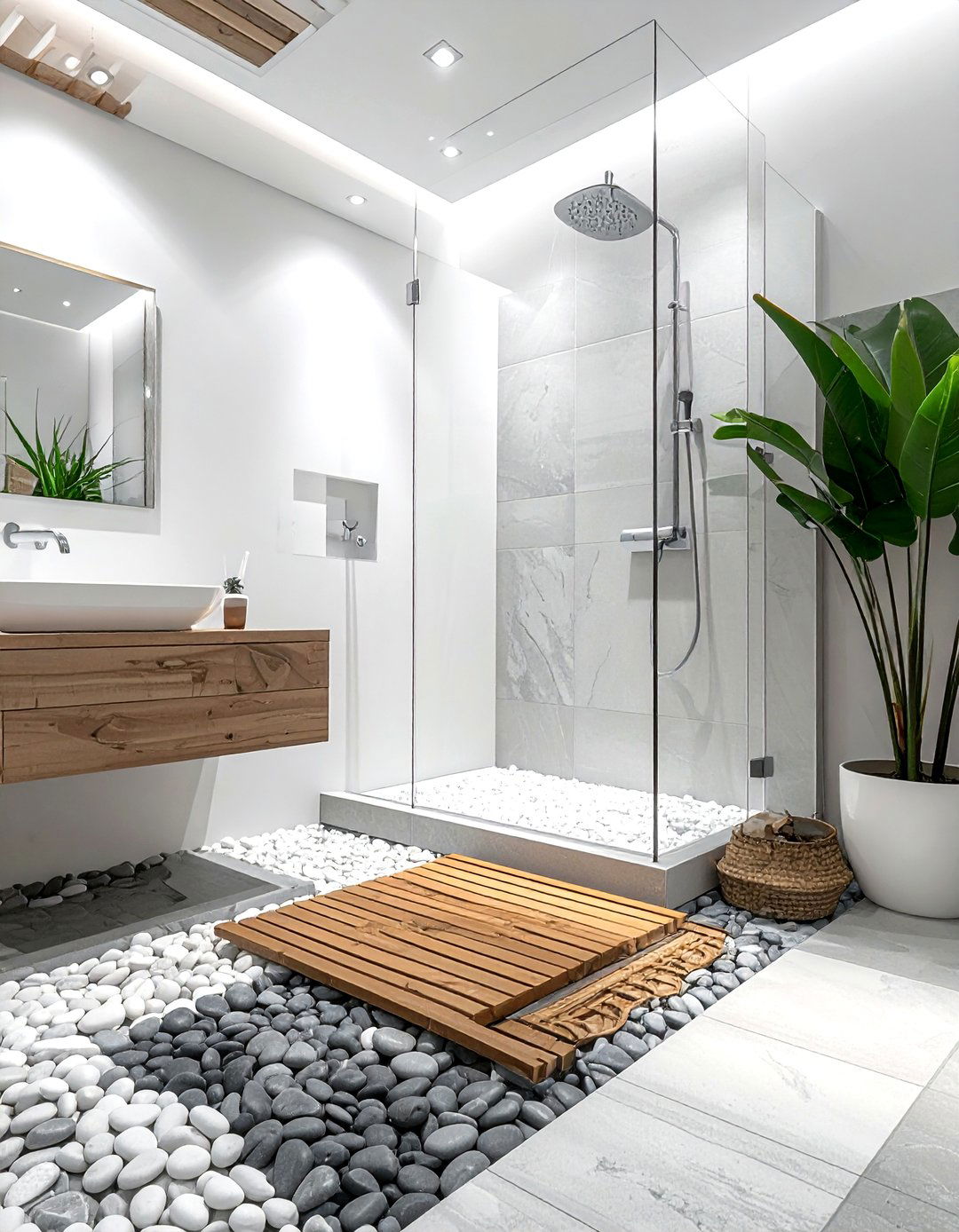 Pebble Shower Floor - 30 serene bathroom ideas